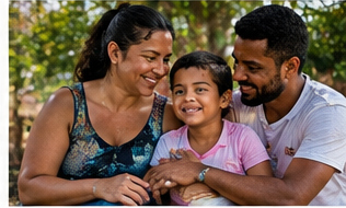 Família sorrindo junta