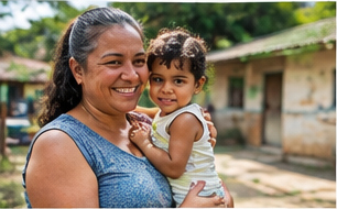 Mãe abraçando a filha