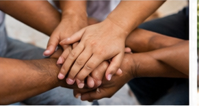 Várias mãos unidas